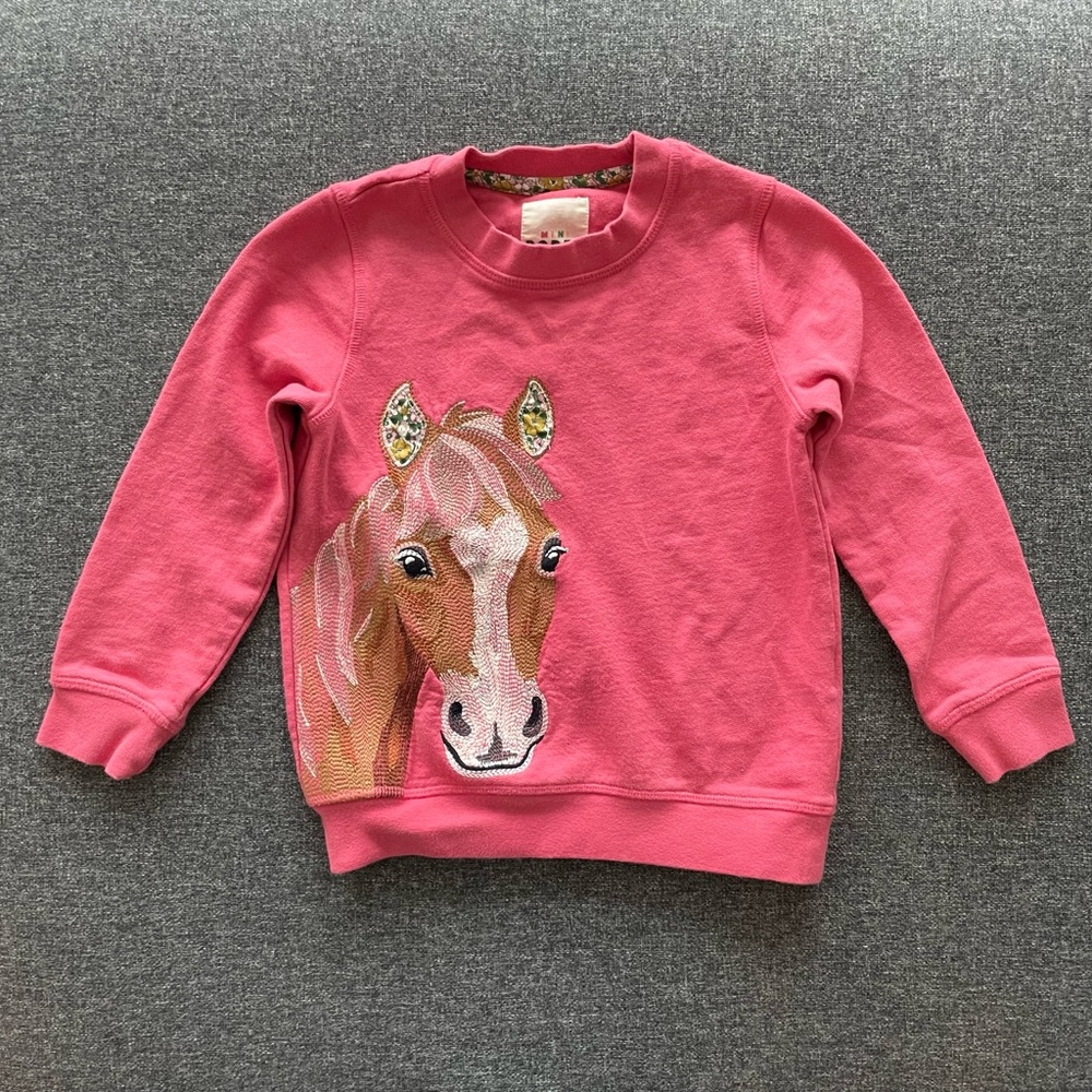 Mini Boden Pink Horse Sweatshirt for Kids